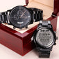 To My Son | Engraved Design Black Chronograph Watch