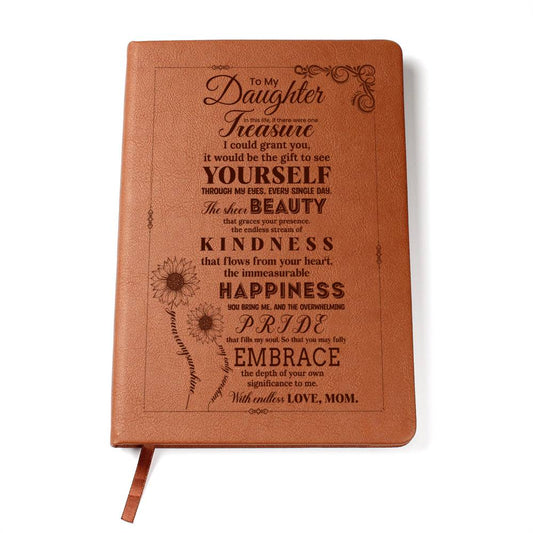 To My Daughter, Graphic Leather Journal | Love Mom | 230811