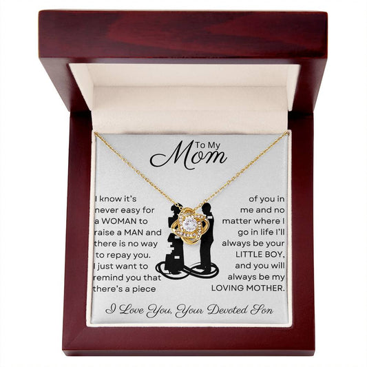 Mom, You Raised a Man | Love Knot Necklace on White Card