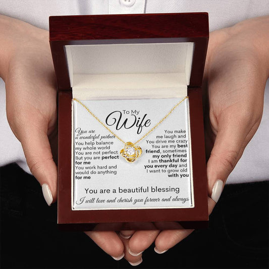 To My Wife | You Are a Wonderful Partner | Love Knot Necklace | WC231012