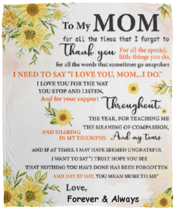 To My Mom, Thank You | VPM Cozy Plush Fleece Blanket - 50x60