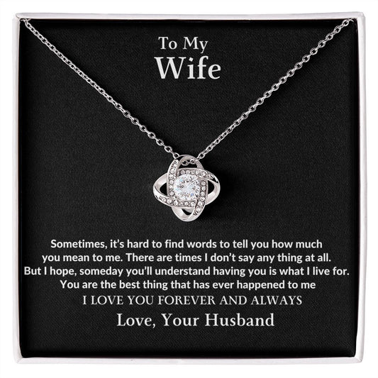 To My Wife | I Live For You | Love Knot Necklace | BC 23115