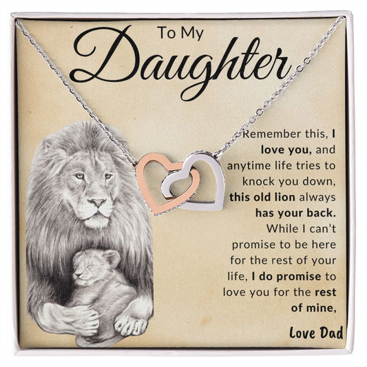To My Daughter | Interlocking Hearts | Love Dad | Lion with Cub