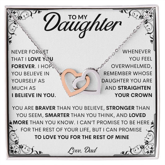 To My Daughter | Never Forget That I Love You | Interlocking Hearts Necklace | WC23215